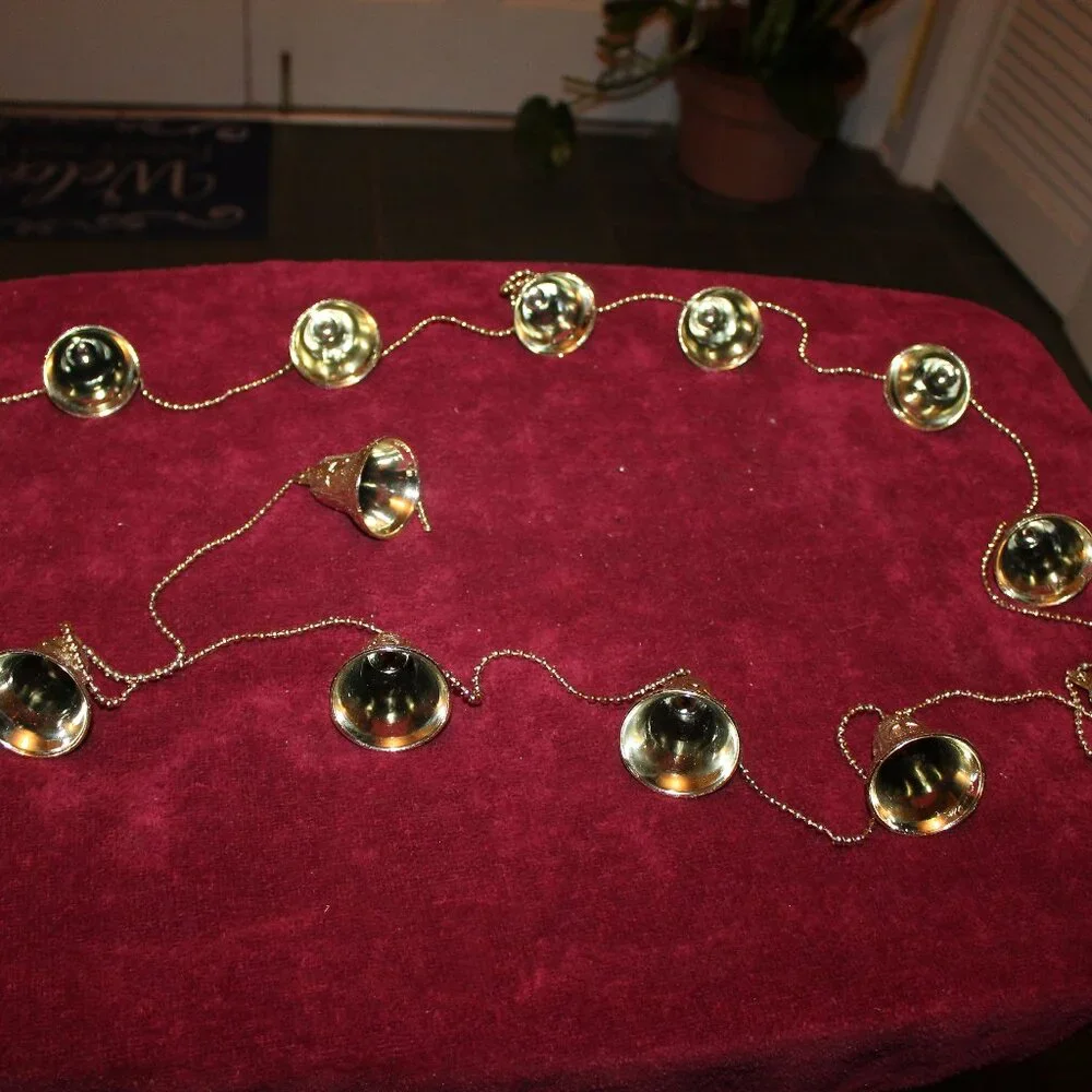 Vintage Gold Toned Christmas Bell Garland